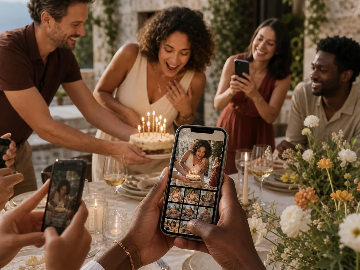 Doğum günü pastası anını fotoğraf albümüne kaydeden arkadaş grubu