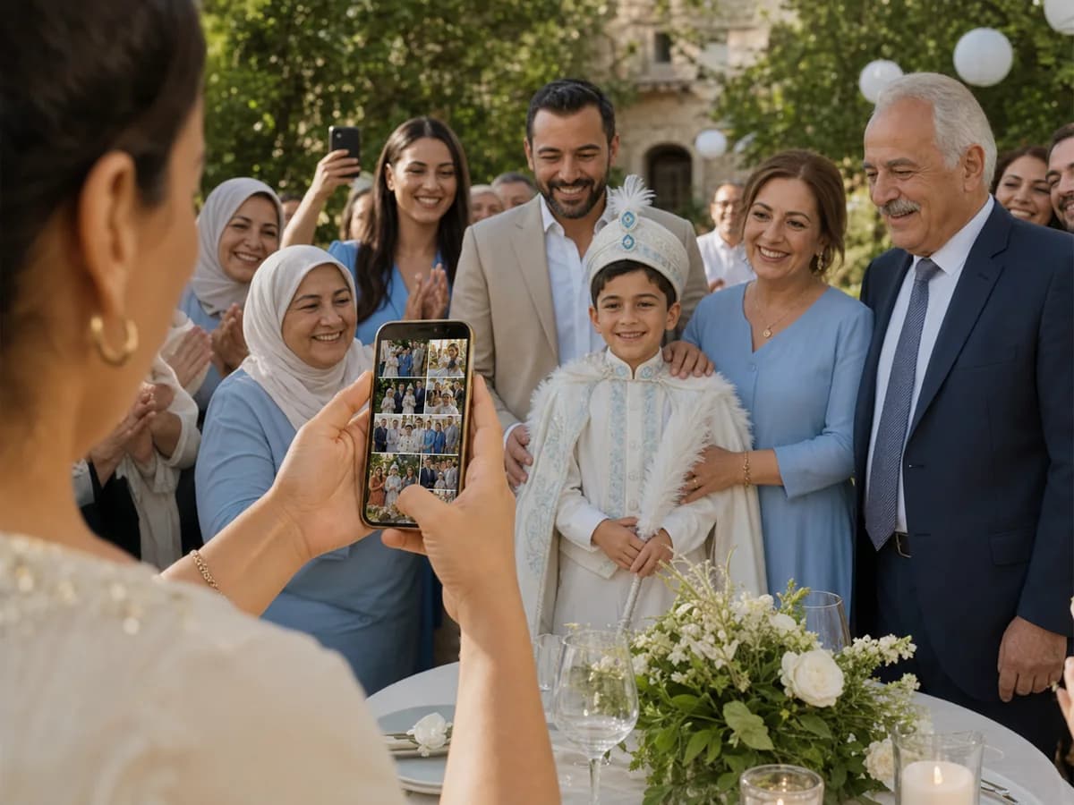 Sünnet düğününde çocuğun aile fotoğraflarını ortak albümde toplayan yakınları