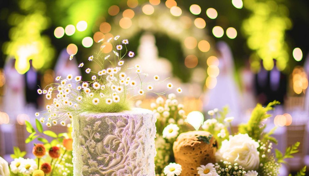 Papatya Süslemeleriyle Bahar Esintili Düğün Pastaları