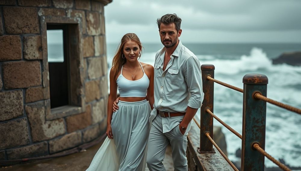 Terk Edilmiş Kıyı Fenerlerinde Işığın Peşinde: Fırtına Öncesi Sessizlikte Düğün Fotoğrafları