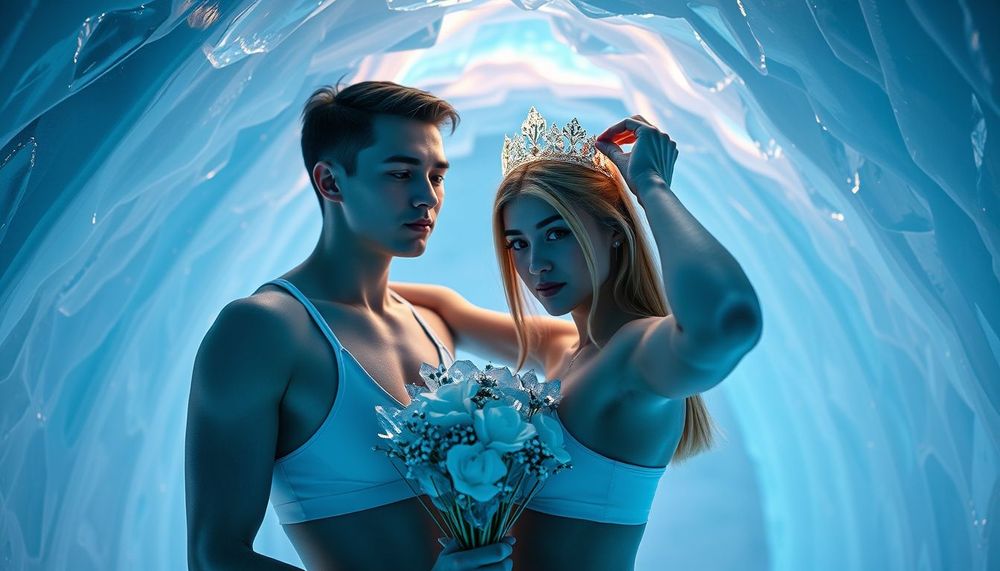 Gizemli Buzul Mağarasında Sessiz Yeminler: Kutup Işıkları Eşliğinde Ruhani Bir Elf Düğünü