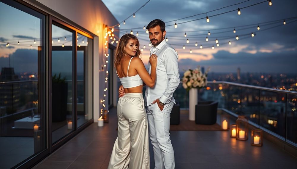 Günden Geceye Işıkla Dönüşen Aşk: Cam Cepheli Penthouse Terasında Düğün Kareleri