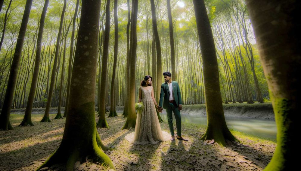 Doğal Işığın Dans Ettiği Ormanlık Alan Düğün Fotoğrafı Mekanları