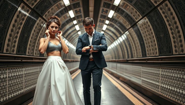 Metronun Tünelinde Başlayan Bir Gün: Şehir Işıltısında Düğün Karelerine Kentsel Bir Büyü