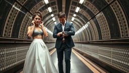 Metronun Tünelinde Başlayan Bir Gün: Şehir Işıltısında Düğün Karelerine Kentsel Bir Büyü